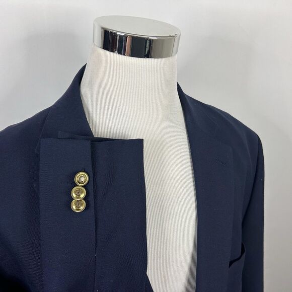 Stafford 52R Blazer Wool Blend Navy Blue Gold Two Button Lined Vented - Picture 1 of 8